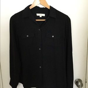 Loft Black button down Shirt, size M